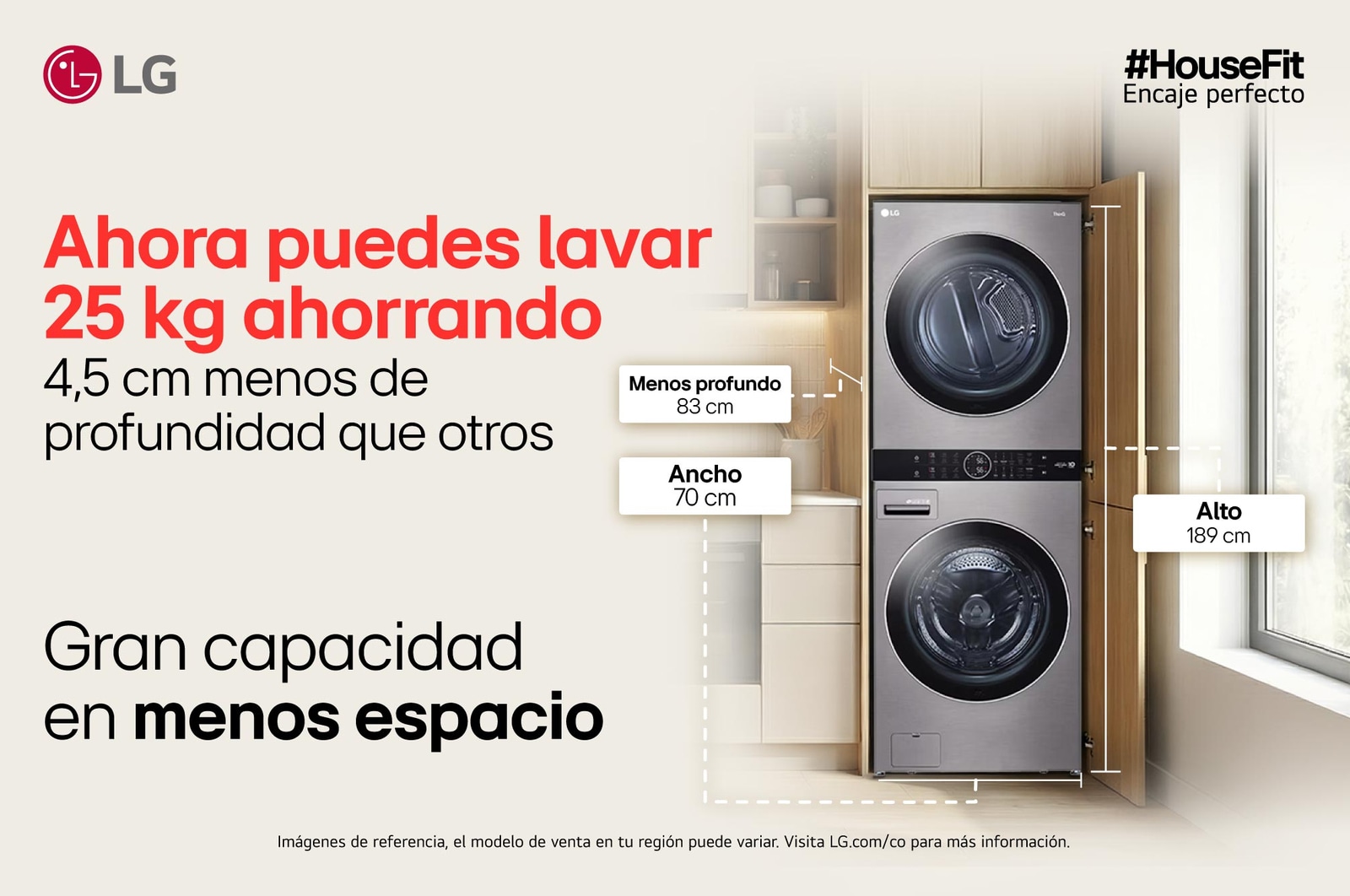 WashTower LG en espacio de lavado WK25VS6 HouseFit